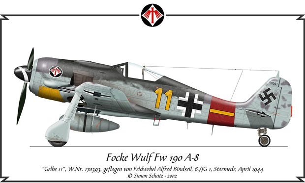Luftwaffe Color Profiles Focke Wulf Fw190 A 8 Flown By Alfred Bindseil